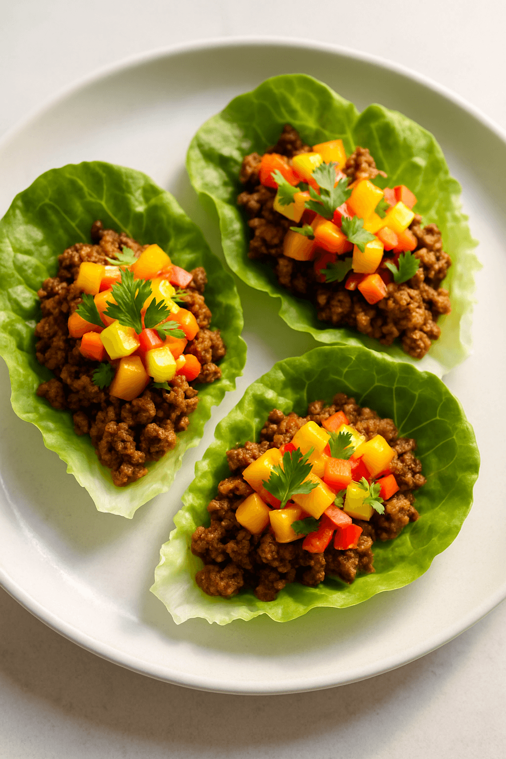 Spicy Moroccan-Asian Fusion Beef Lettuce Wraps with Mango Salsa