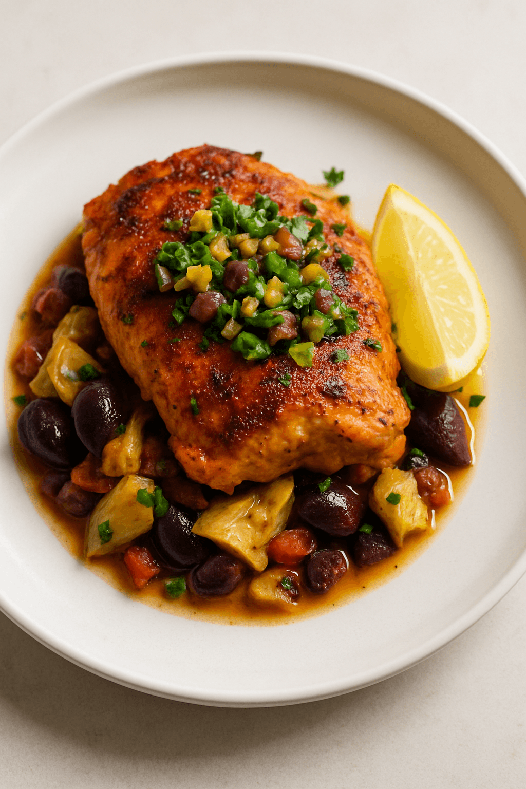 Crockpot Mediterranean Chicken with Lemon-Olive Tapenade