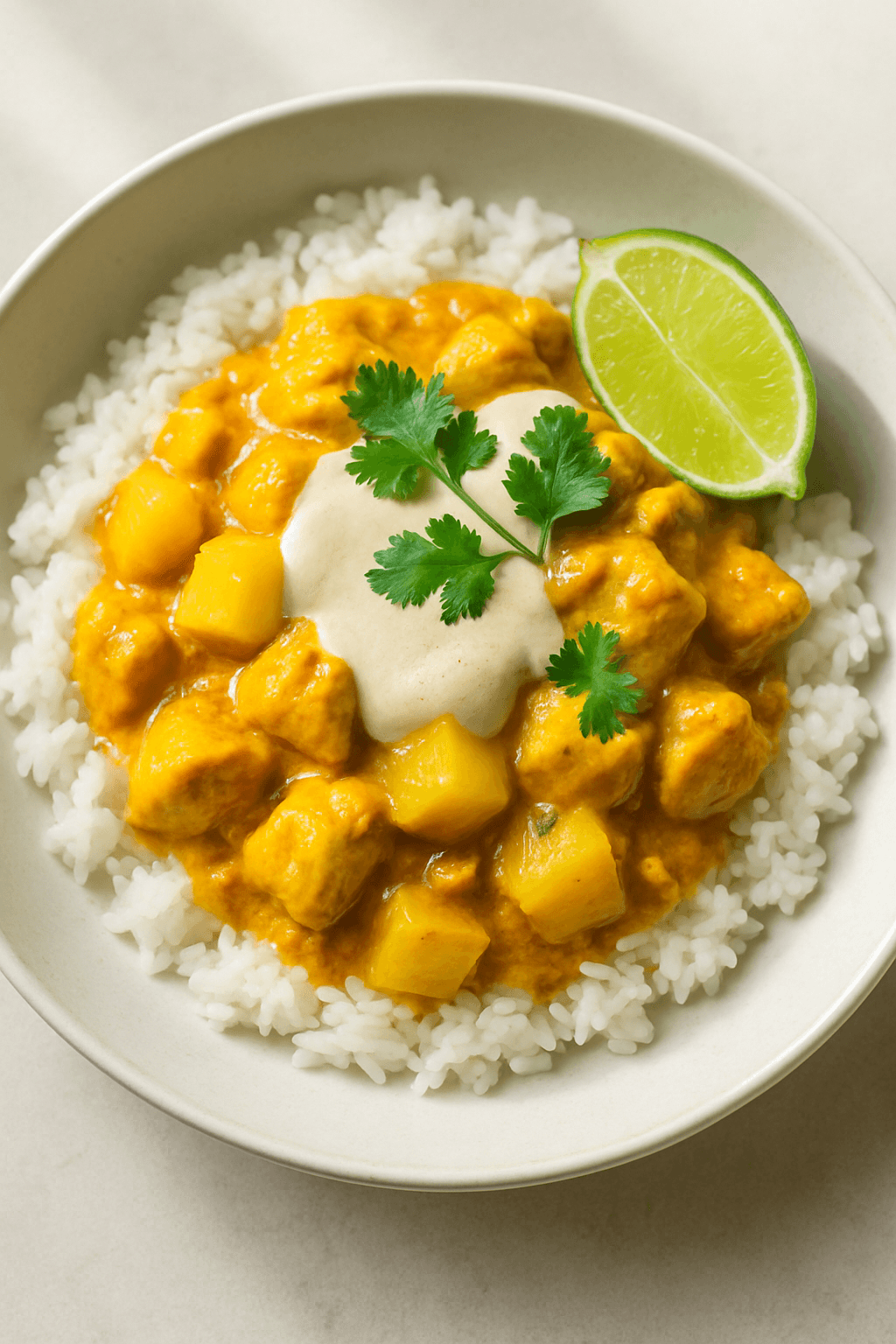 Coconut Curry Chicken with Pineapple and Cashew Cream