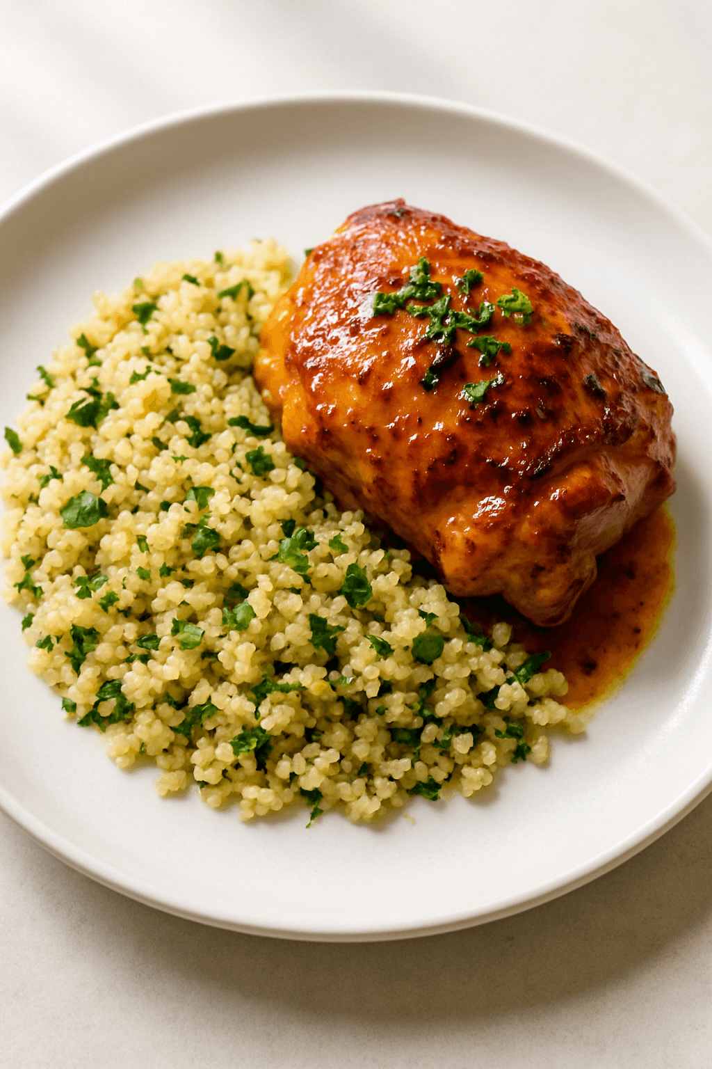 Savory Maple-Mustard Glazed Chicken with Roasted Garlic and Herb Couscous