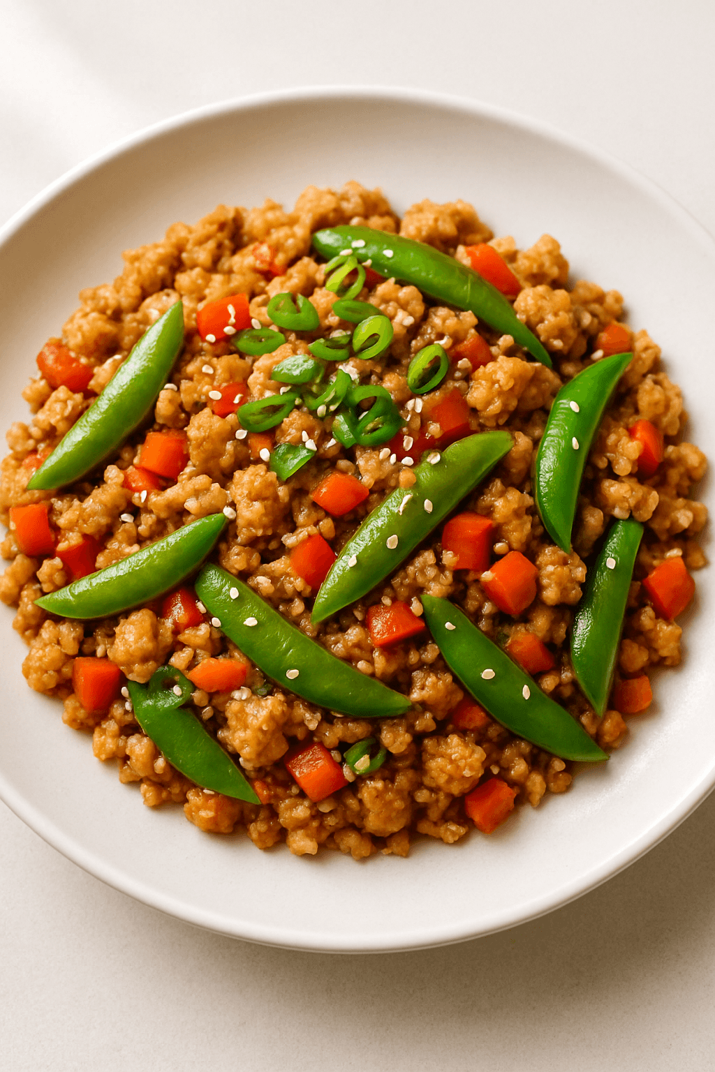 Savory Ground Chicken and Cauliflower Rice Stir-Fry with Ginger-Sesame Glaze