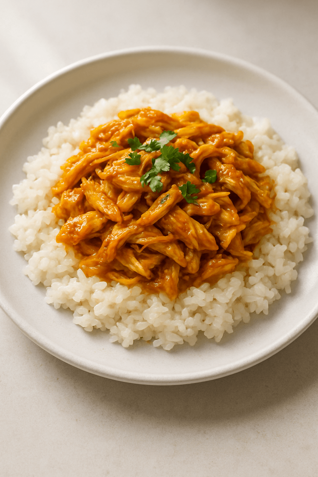 Savory Shredded Chicken with Maple-Curry Glaze and Coconut Rice