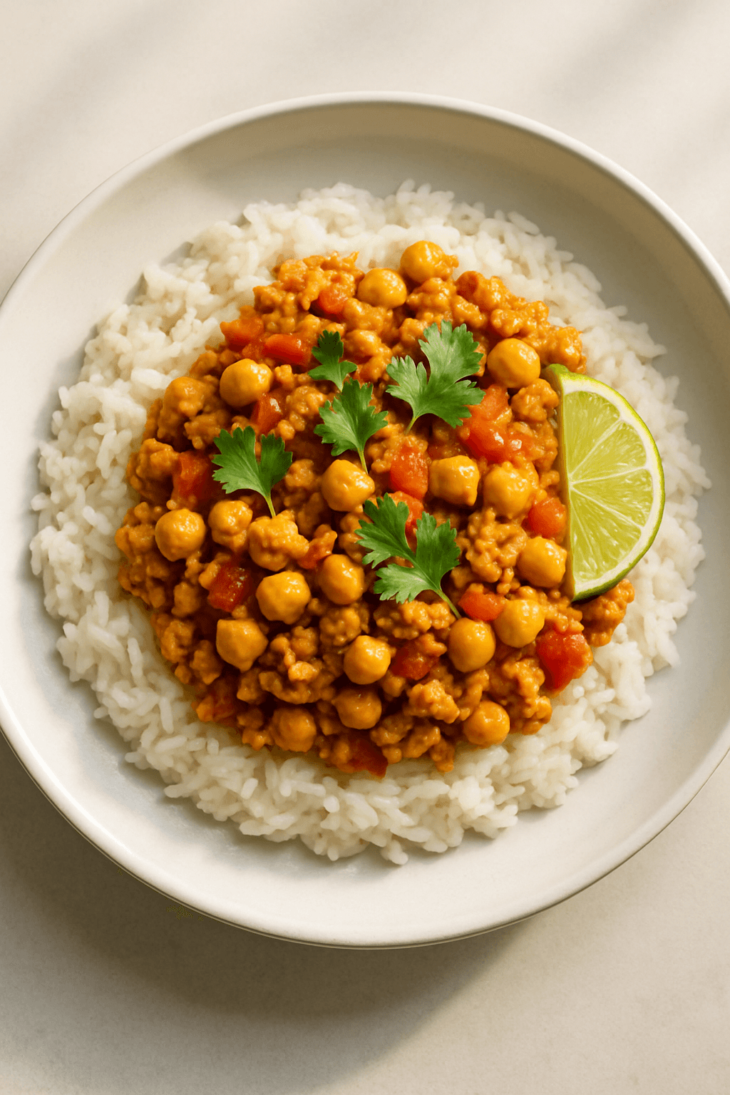 Savory Ground Chicken and Chickpea Curry with Coconut Rice