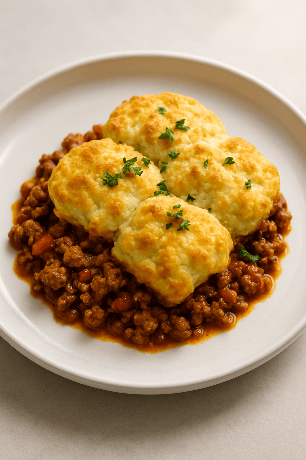 Savory Ground Beef and Cheddar Biscuit Bake