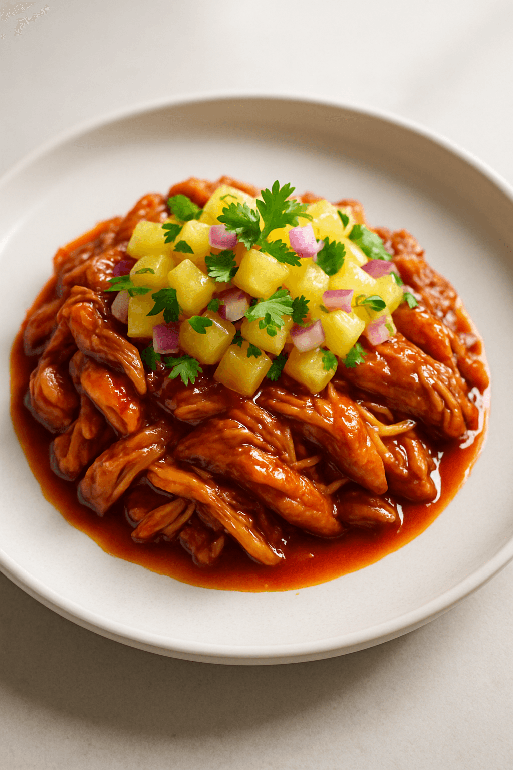Crockpot Maple-Sriracha Chicken with Pineapple Salsa