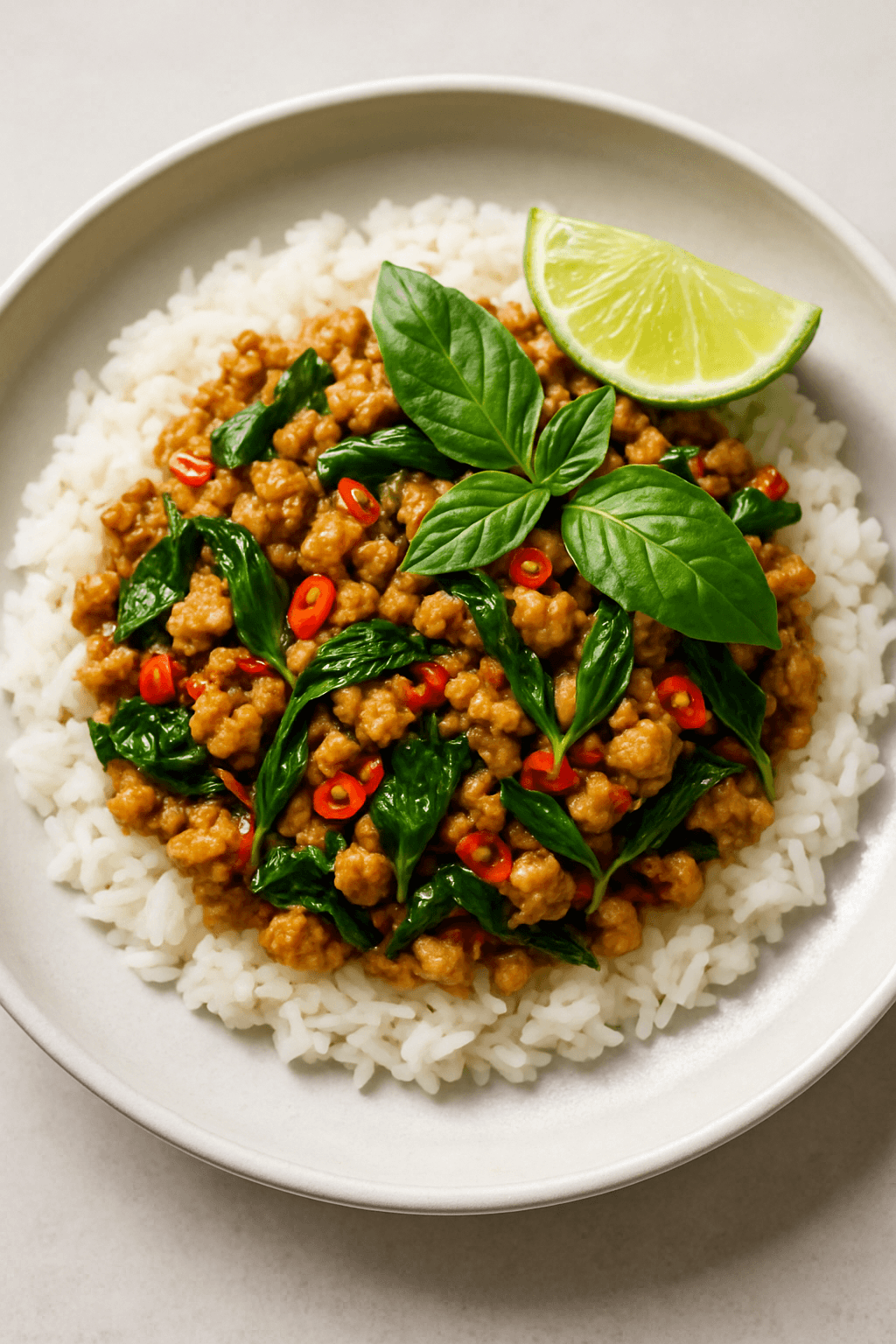 Spicy Thai Basil Ground Chicken Stir-Fry