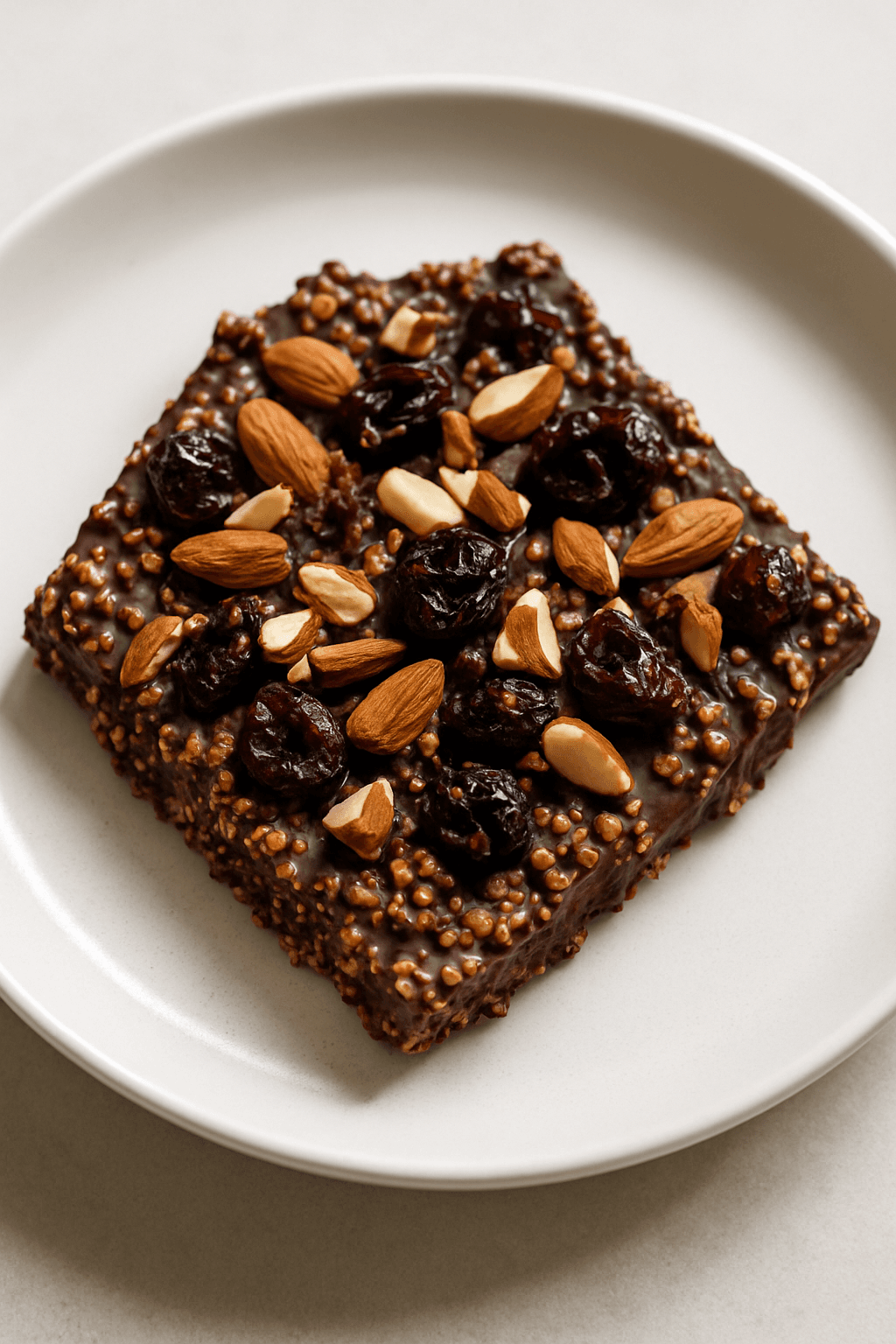 Cinnamon-Infused Quinoa Chocolate Bark with Almonds and Dried Cherries