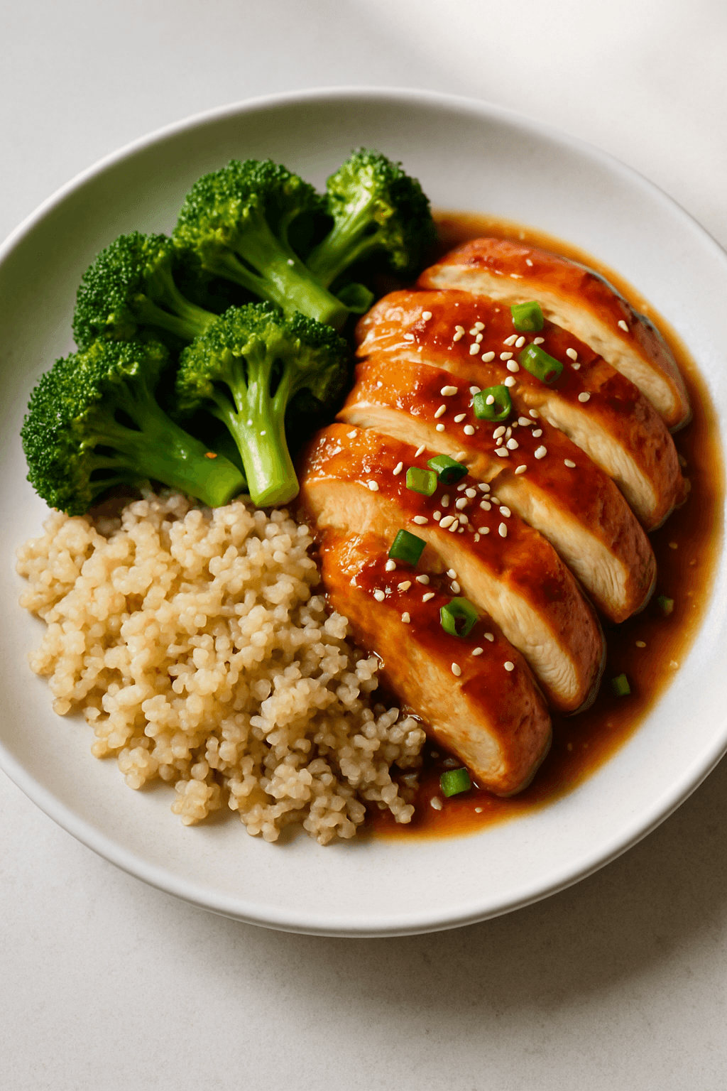 Savory Maple-Sesame Chicken with Ginger-Infused Broccoli and Quinoa