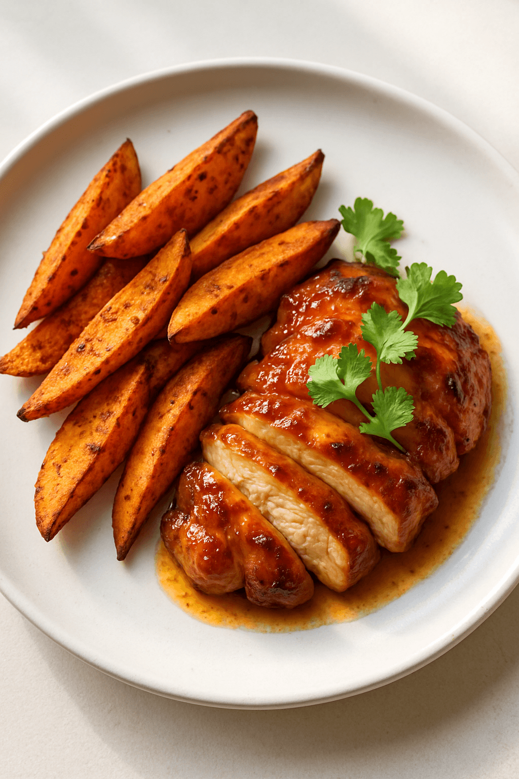 Savory Citrus-Ginger Chicken with Spiced Sweet Potato Wedges