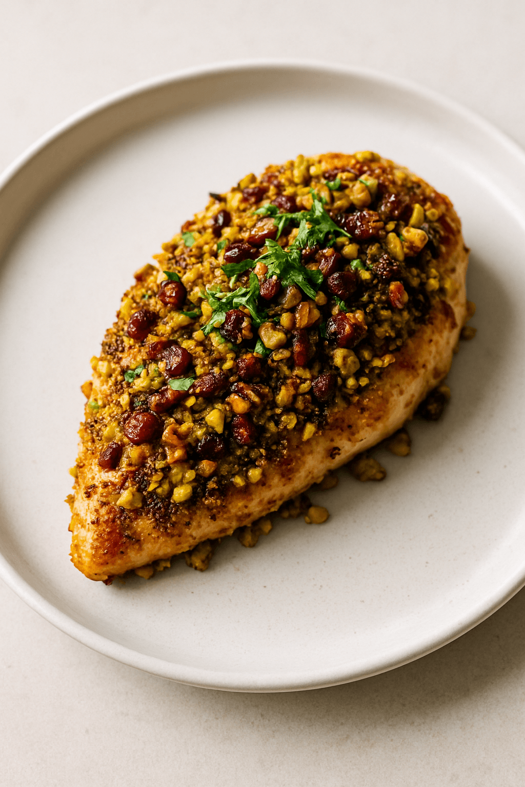 Citrus-Herb Infused Baked Chicken with Pistachio-Cranberry Crust