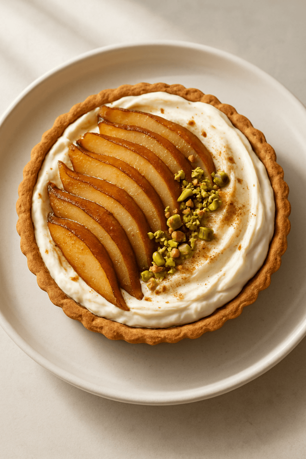 Spiced Pear and Cardamom Tart with Honeyed Mascarpone