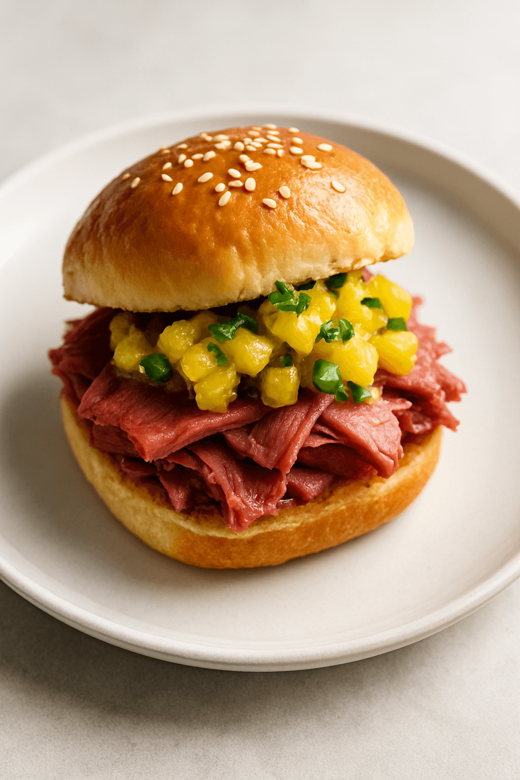 Corned Beef Sliders with Sweet and Spicy Pineapple Relish
