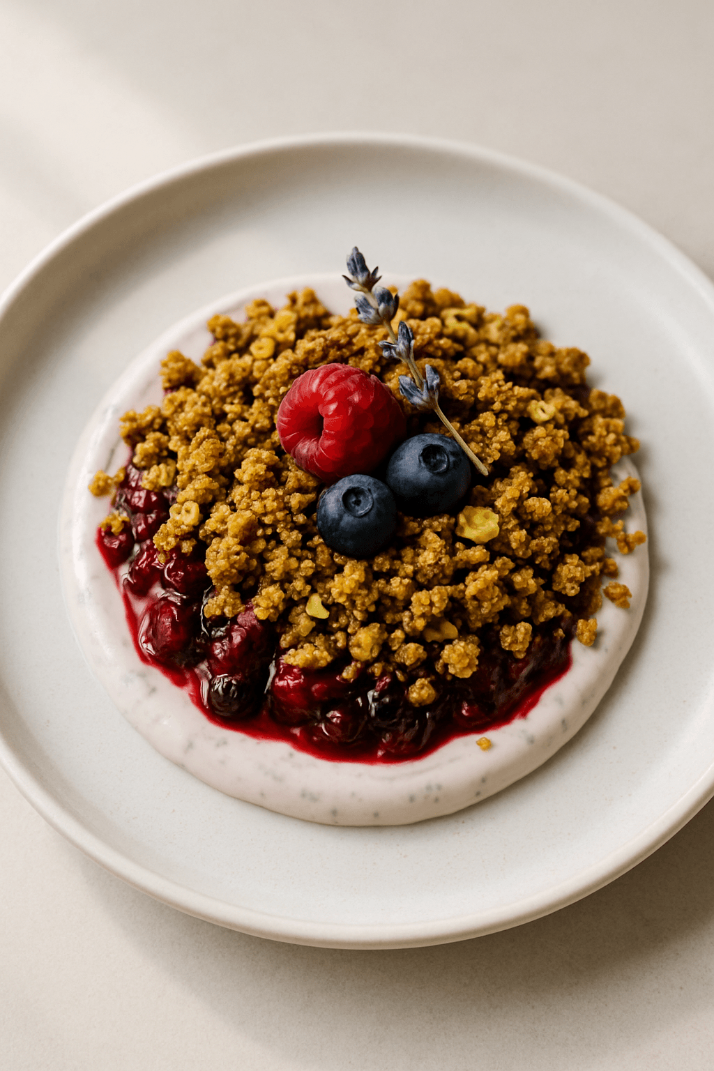 Lavender-Infused Honey Yogurt Parfait with Pistachio Crumble and Berry Compote