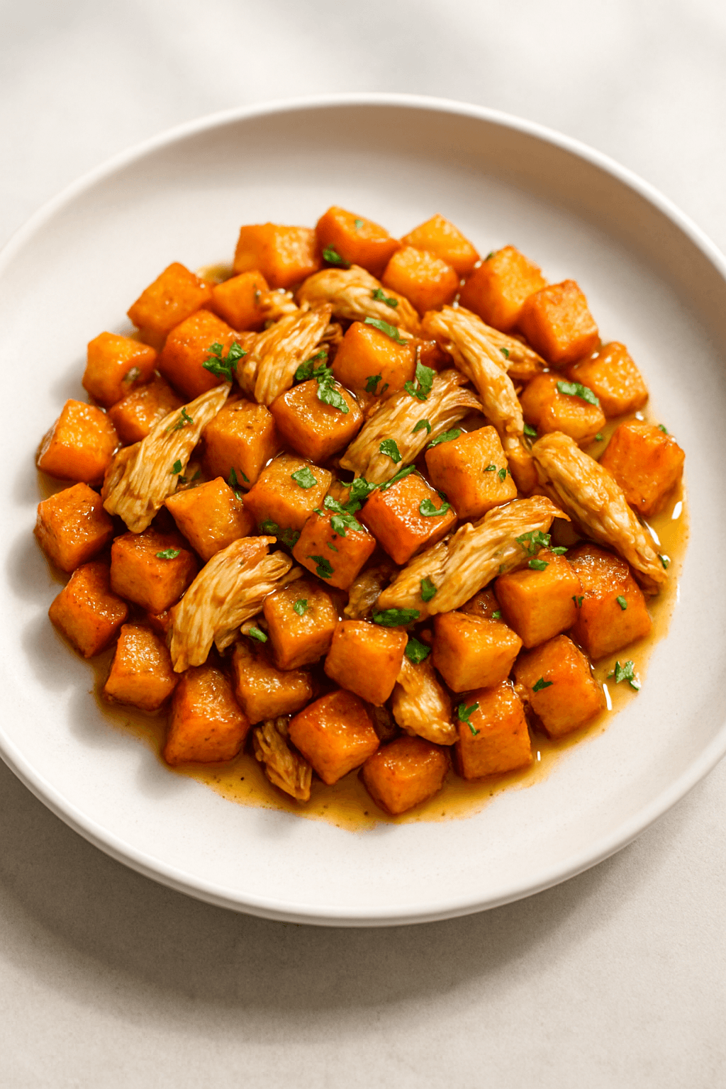 Soul-Warming Rotisserie Chicken and Sweet Potato Hash with Maple Mustard Drizzle
