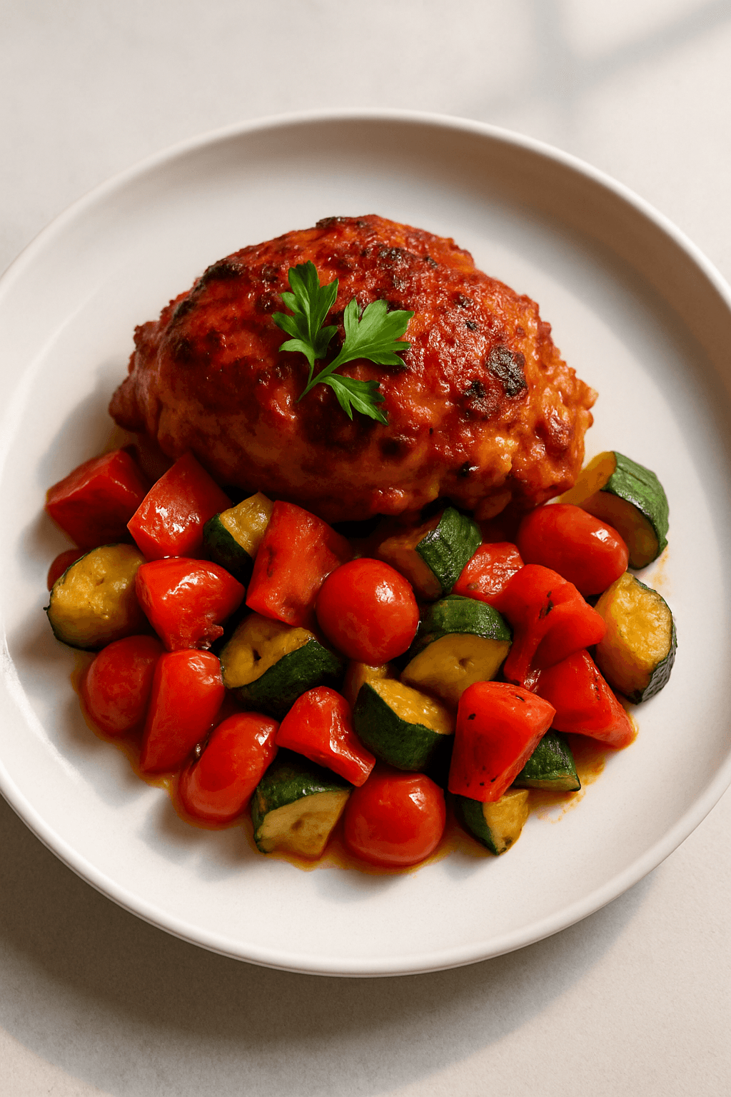 Instant Pot Chicken with Spicy Harissa and Roasted Vegetable Medley