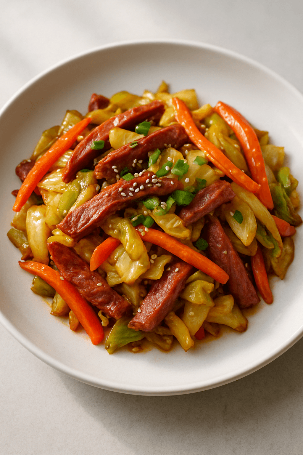 Savory Corned Beef and Cabbage Stir-Fry with Ginger Soy Glaze