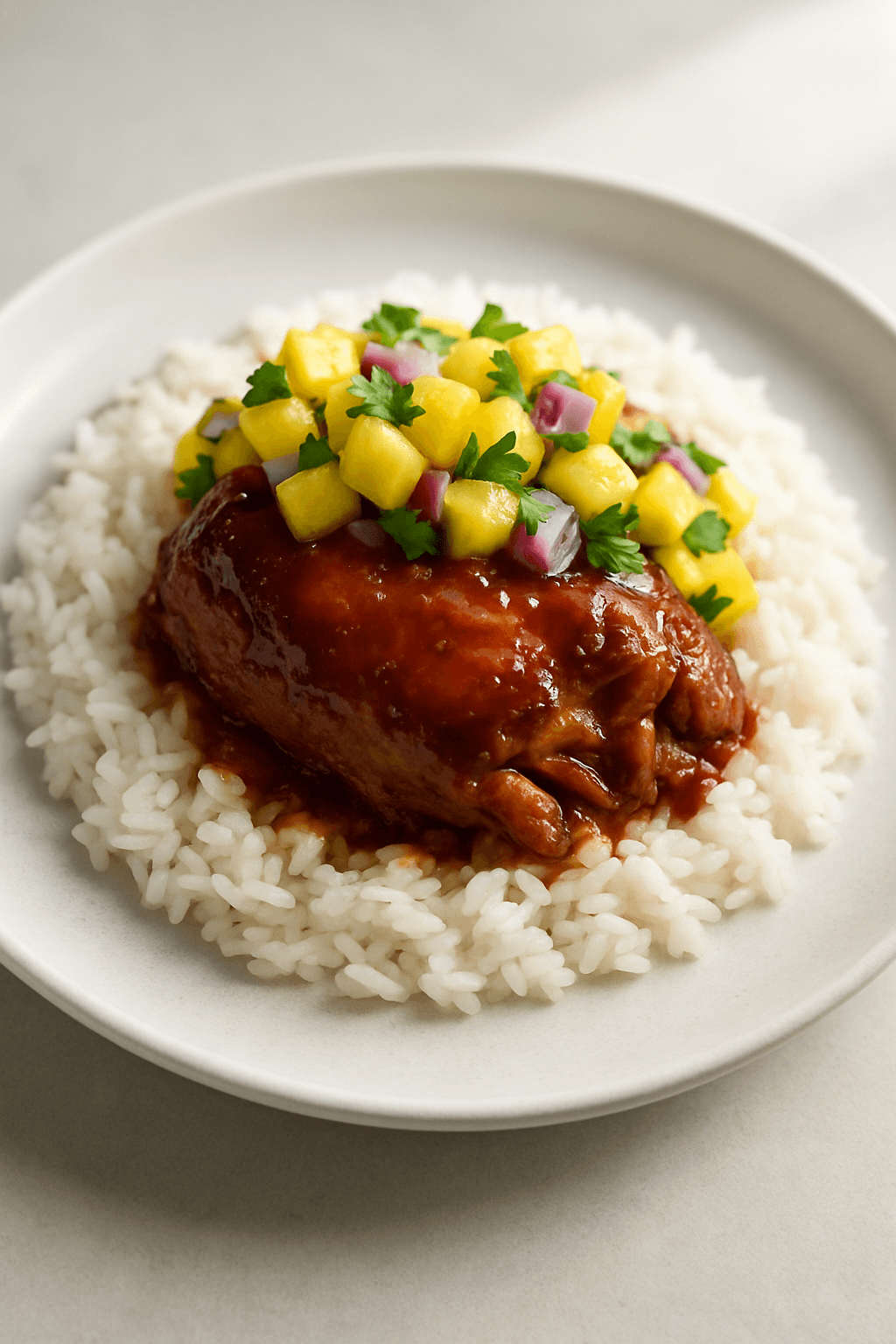 Crock Pot Honey Garlic Chicken with Pineapple Salsa