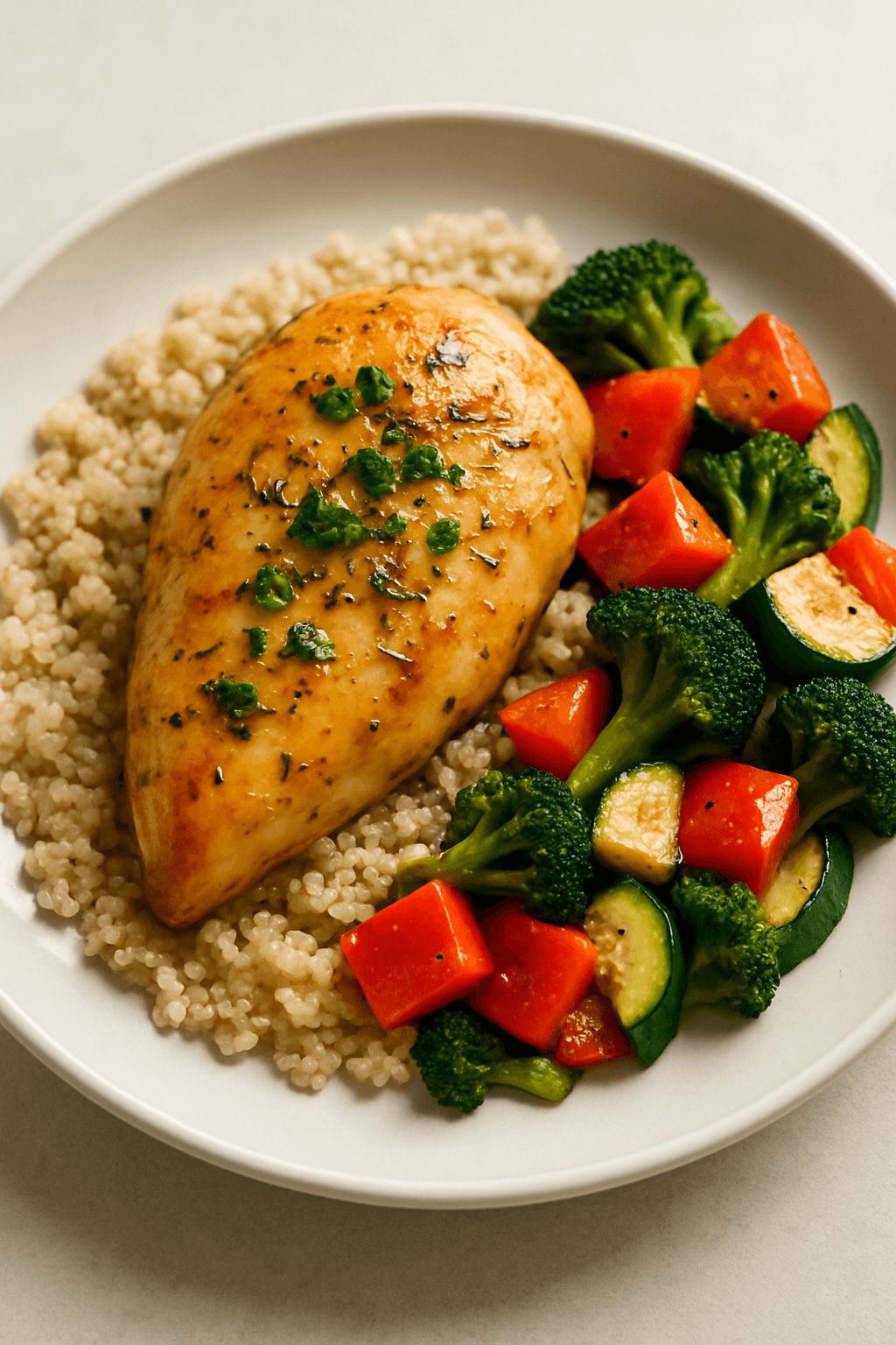 Soul-Warming Honey-Lemon Herb Chicken with Quinoa and Roasted Veggies