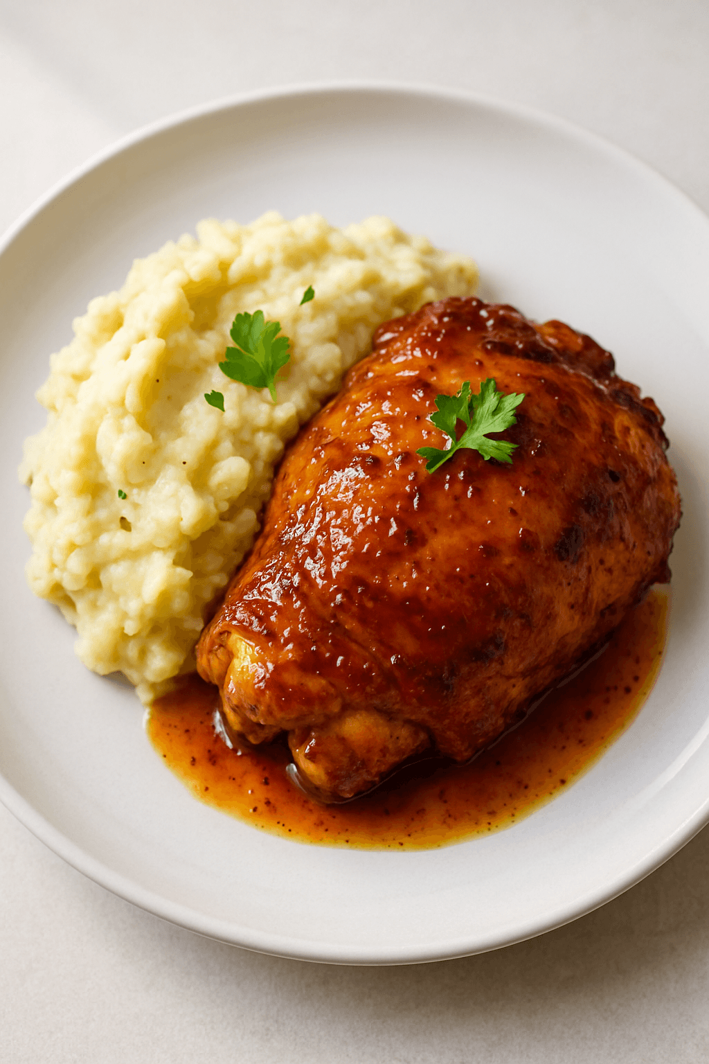 Soulful Honey-Mustard Glazed Chicken with Roasted Garlic Mashed Potatoes
