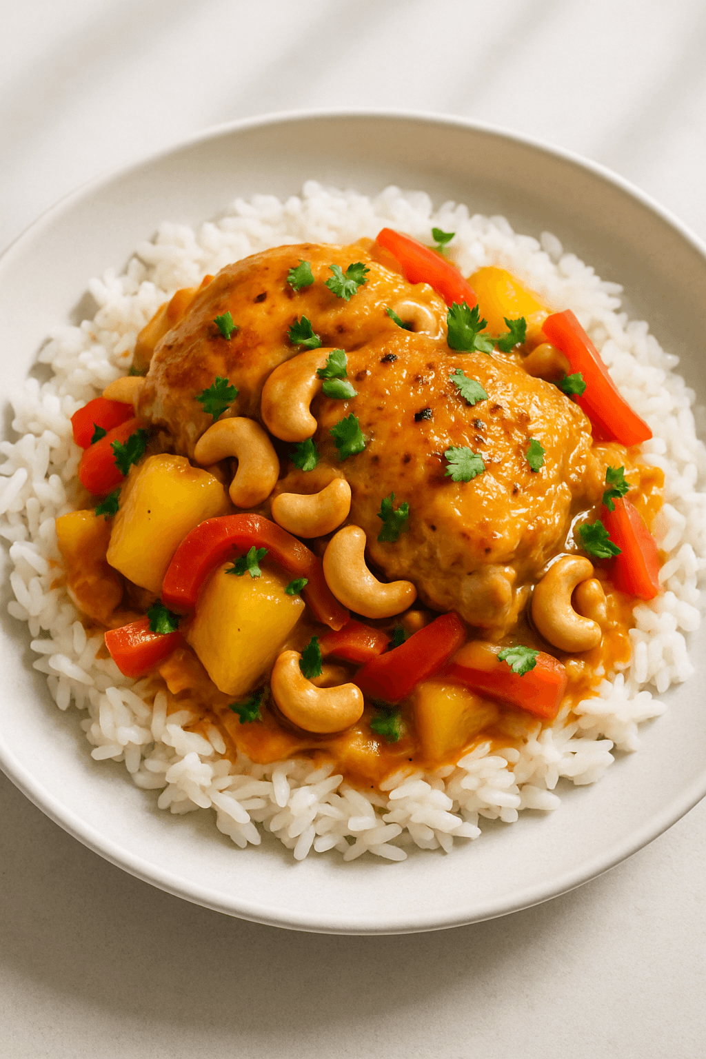 Crock Pot Coconut Curry Chicken with Pineapple and Cashews