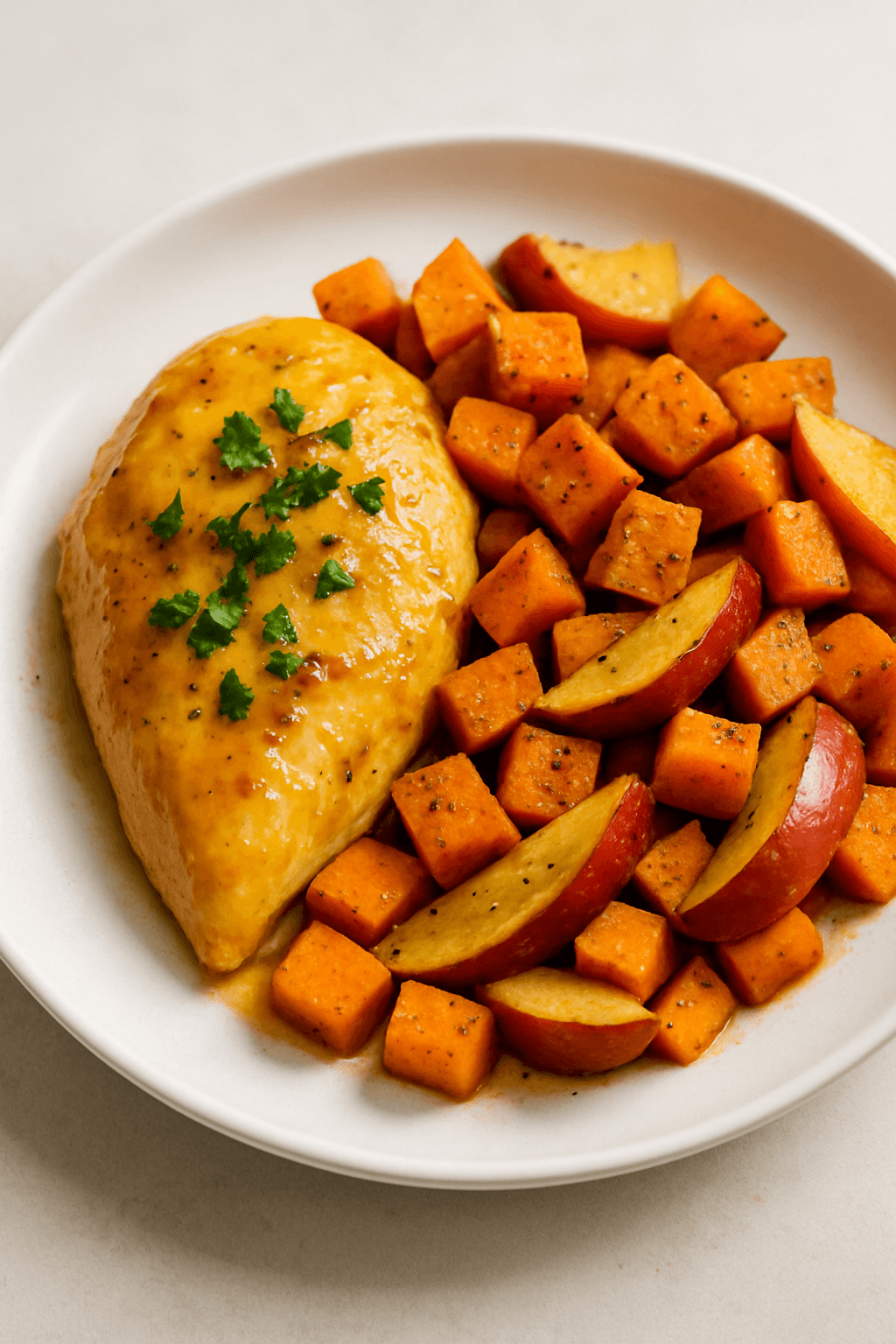 Crockpot Honey Mustard Chicken with Sweet Potatoes and Apples
