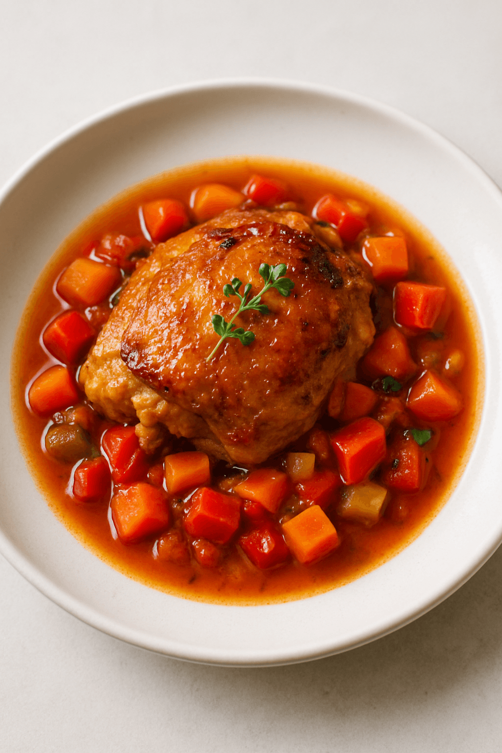 Braised Chicken Thighs with Vegetables in a Le Creuset Braiser