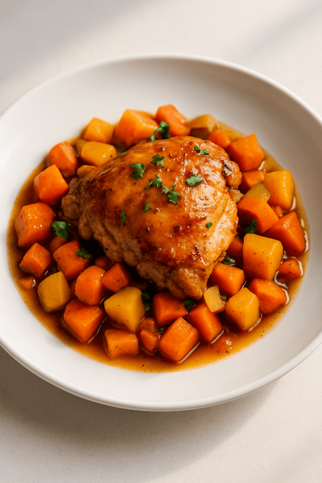 Instant Pot Chicken with Autumn Harvest Vegetables and Maple-Cinnamon Glaze