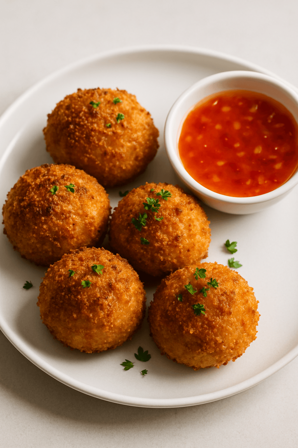 Crispy Cheesy Chicken Bombs with Sweet Chili Dipping Sauce