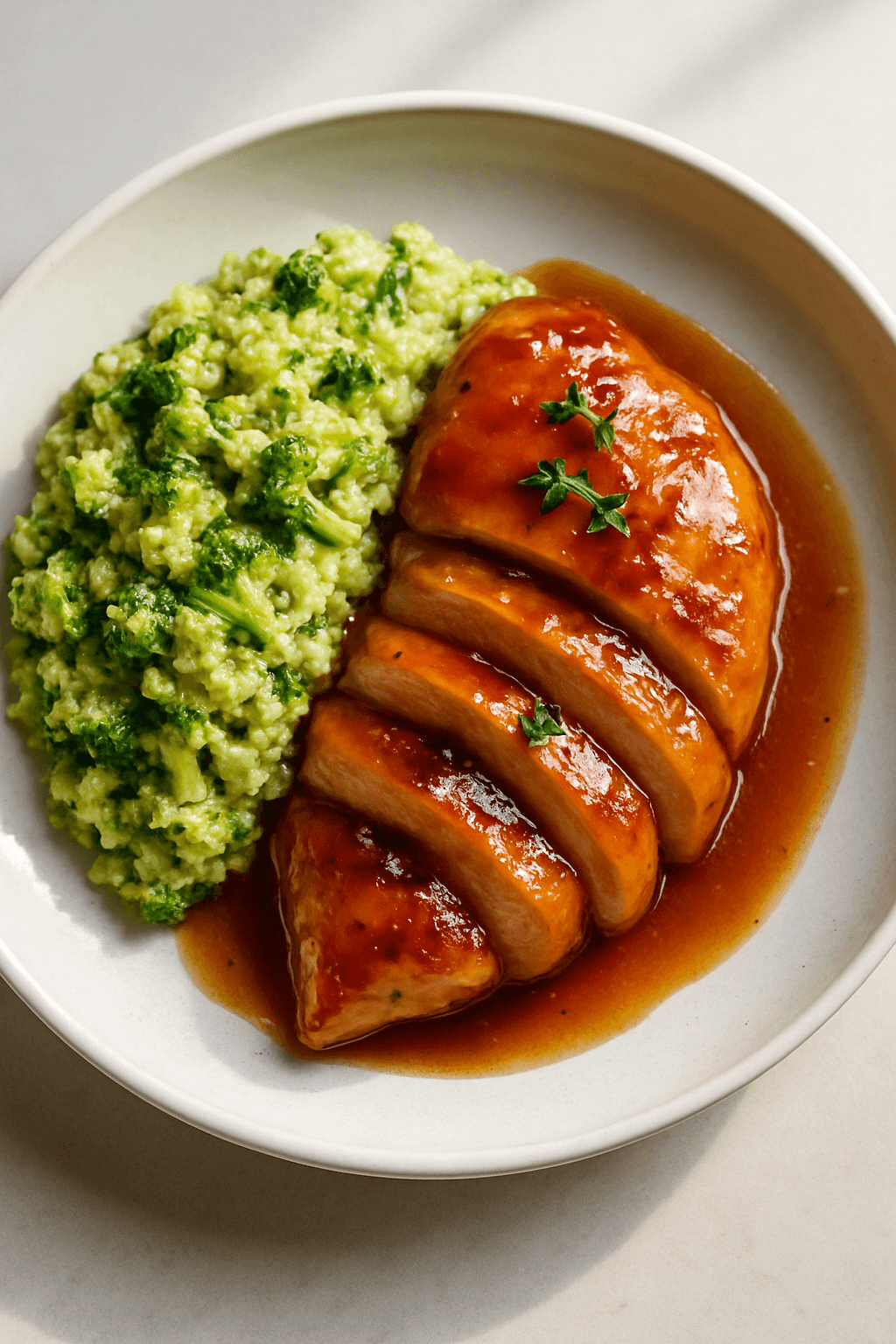 Instant Pot Chicken with Sweet and Savory Maple-Apple Glaze and Cheesy Broccoli Rice