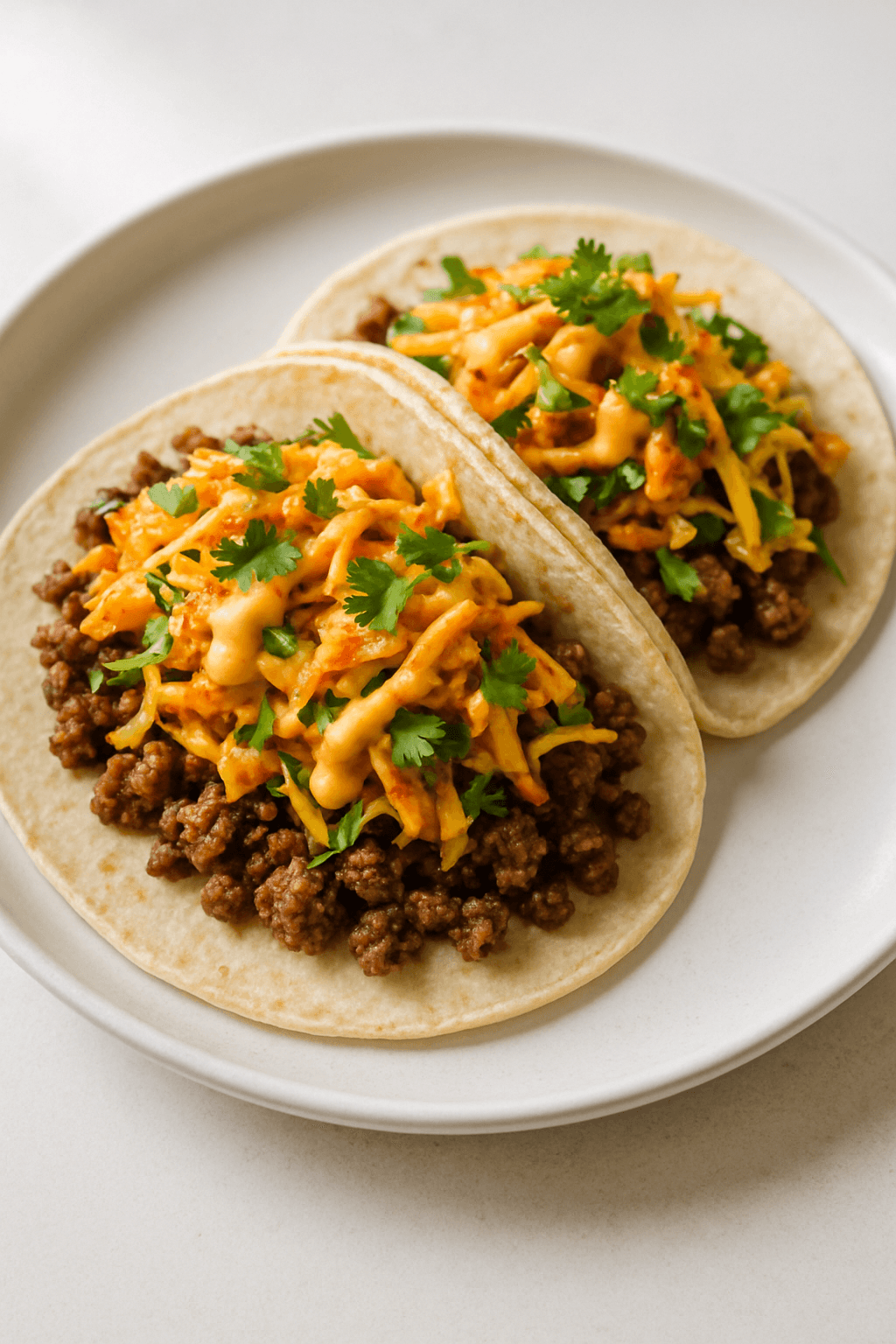 Korean-Mexican Fusion Beef Tacos with Spicy Kimchi Slaw