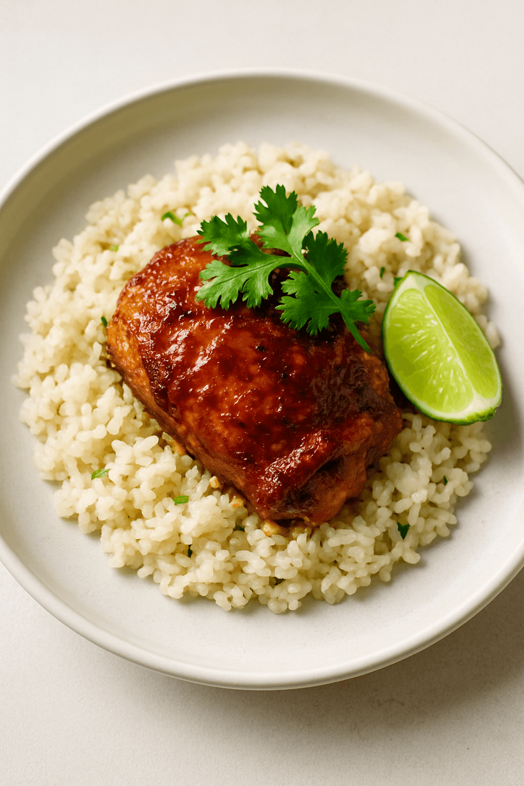 Spicy Tamarind-Glazed Baked Chicken with Coconut-Lemongrass Rice