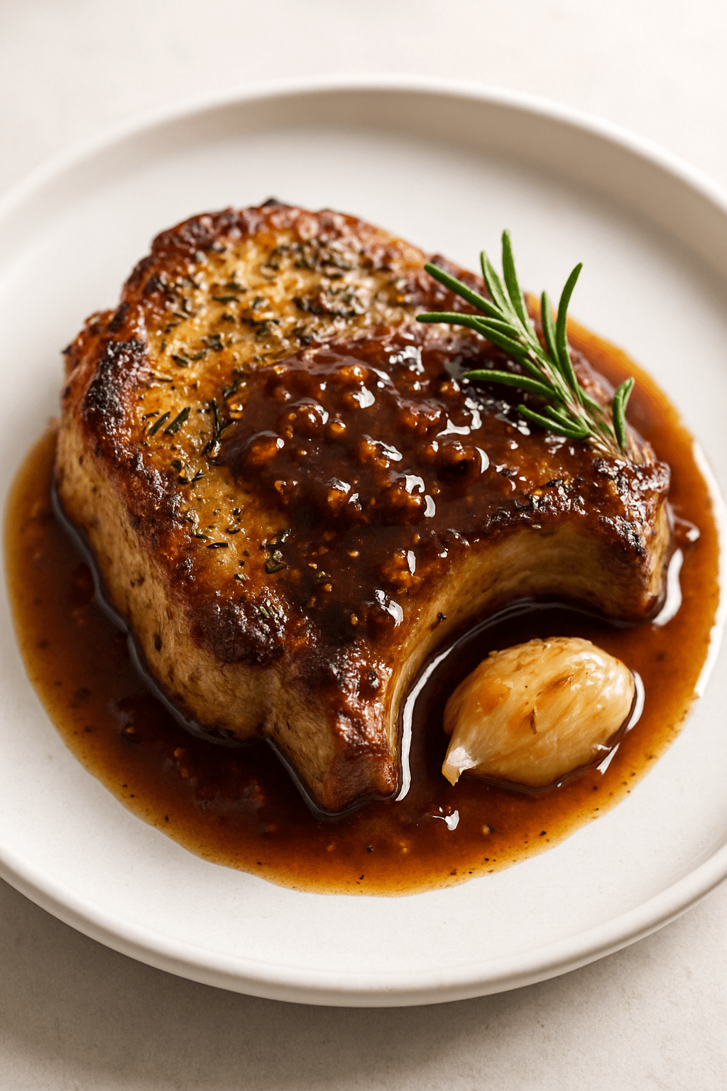 Savory Herb-Infused Pork Chops with Roasted Garlic and Fig Glaze